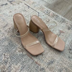 A New Day Women's Heeled Sandals with Clear Straps - Tan